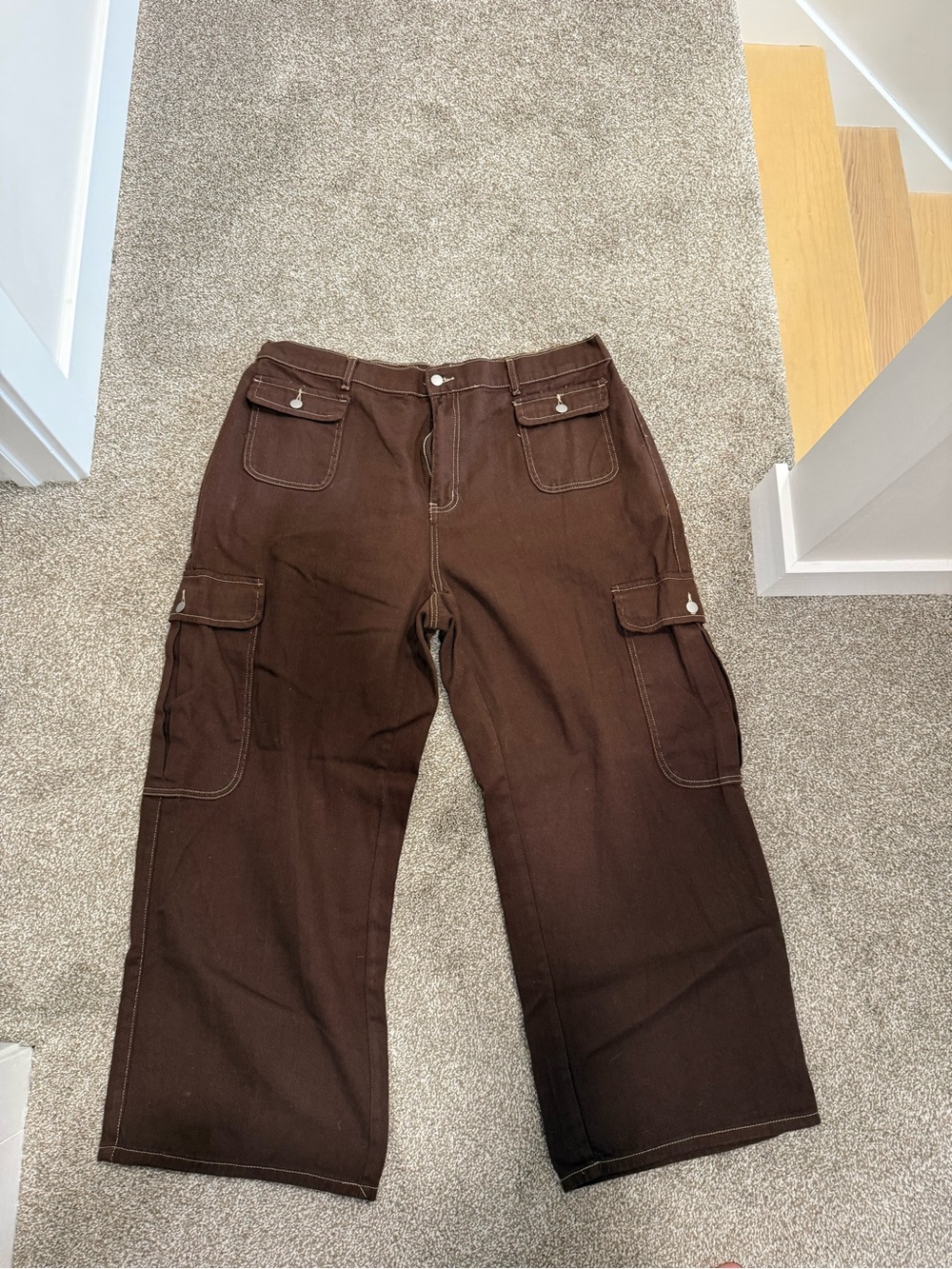 SHEIN Brown Curve 4XL High-Waist Cargo Pants